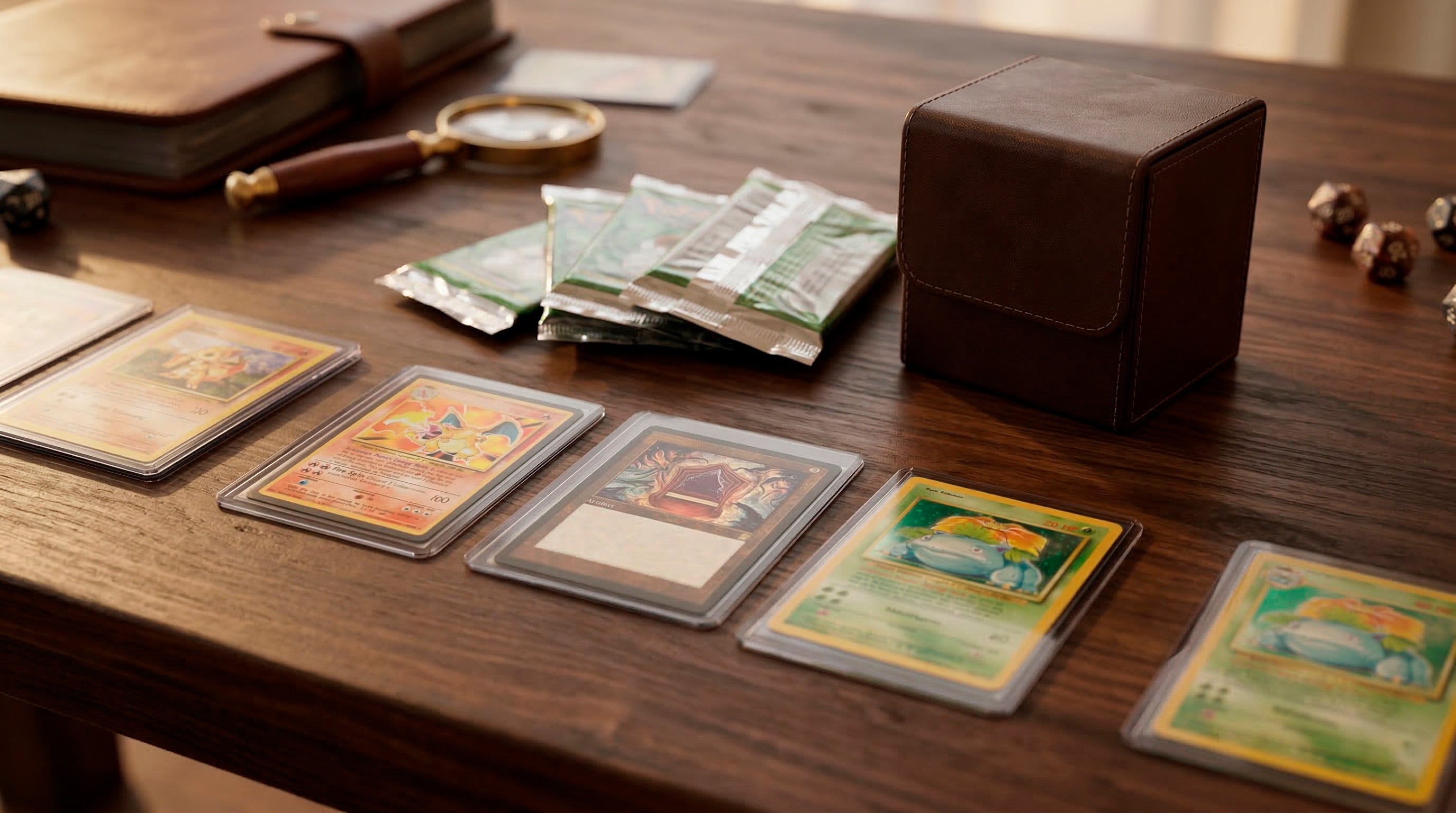 Pokemon and Magic The Gathering trading card collector desk