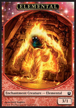 Elemental Token (Red 3/1 Enchantment) - Born of the Gods (Token) [BNG-T7]