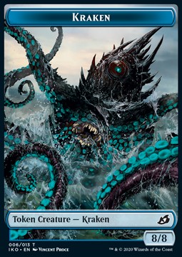Kraken Token (U 8/8) // Human Soldier Token (W 1/1) (V.3) - Ikoria: Lair of Behemoths: Extras (Token) [XIKO-T 06/05]
