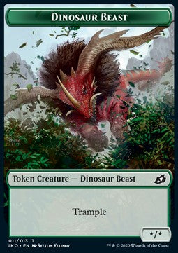 Dinosaur Beast Token (G */*) // Human Soldier Token (W 1/1) (V.3) - Ikoria: Lair of Behemoths: Extras (Token) [XIKO-T 11/05]