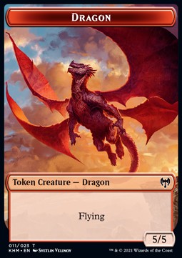 Dragon Token (R 5/5) // Elf Warrior Token (G 1/1) - Kaldheim: Extras (Token) [XKHM-T 11/15]