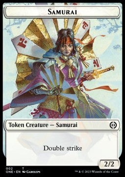 Samurai Token (W 2/2 Double Strike) // Phyrexian Mite Token (A 1/1) - Phyrexia: All Will Be One: Extras (Token) [XONE-T 2/11]